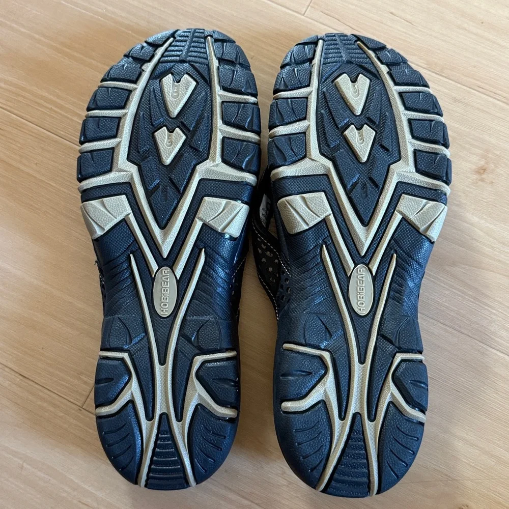 💥NWOT HOBIBEAR MEN FLIP FLOP THONG SANDAL INDOOR OUTDOOR ARCH SUPPORT BLACK SZ 8